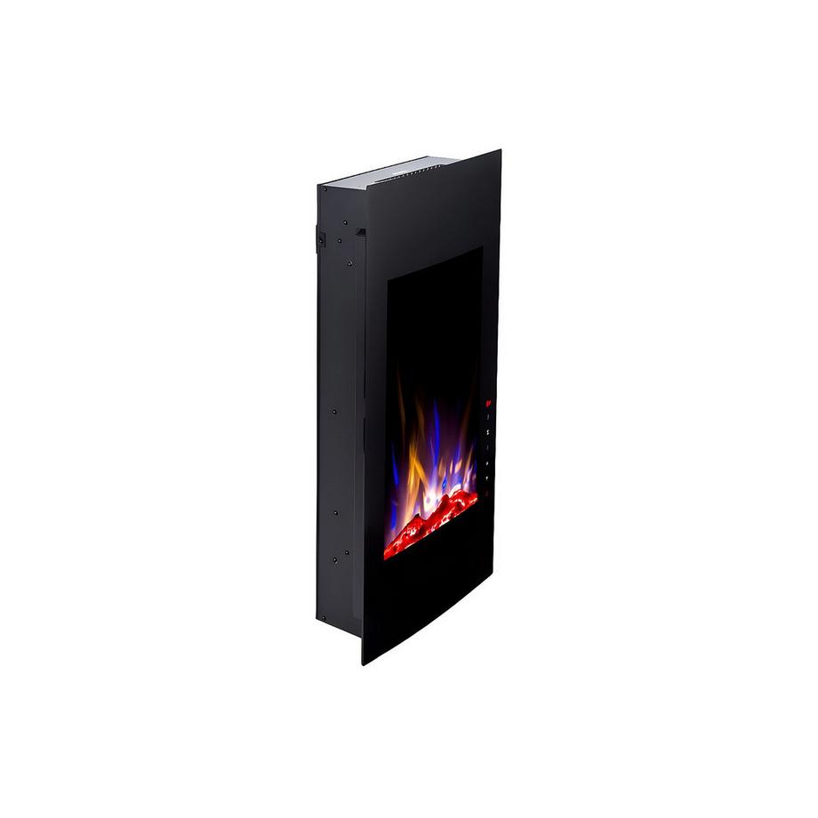 Vente-unique Cheminée électrique incurvée VULCANO - L41 x P13 x H81 cm - Noire  