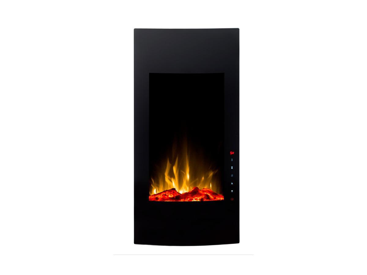 Vente-unique Camino elettrico bombato VULCANO - L41 x P13 x H81 cm - Nero  