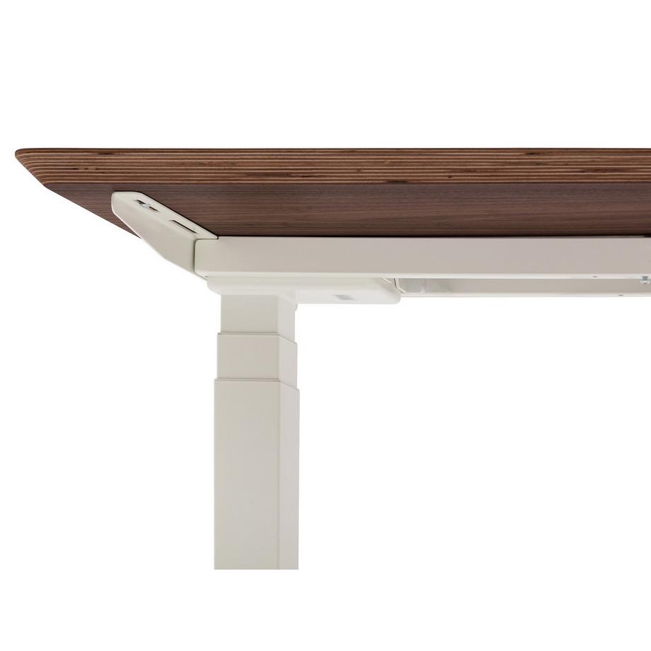 Oakywood Standing Desk Holztisch mit Höhenverstellung - aus Furnier - Walnussfurnier / 120x60 / Weiß  