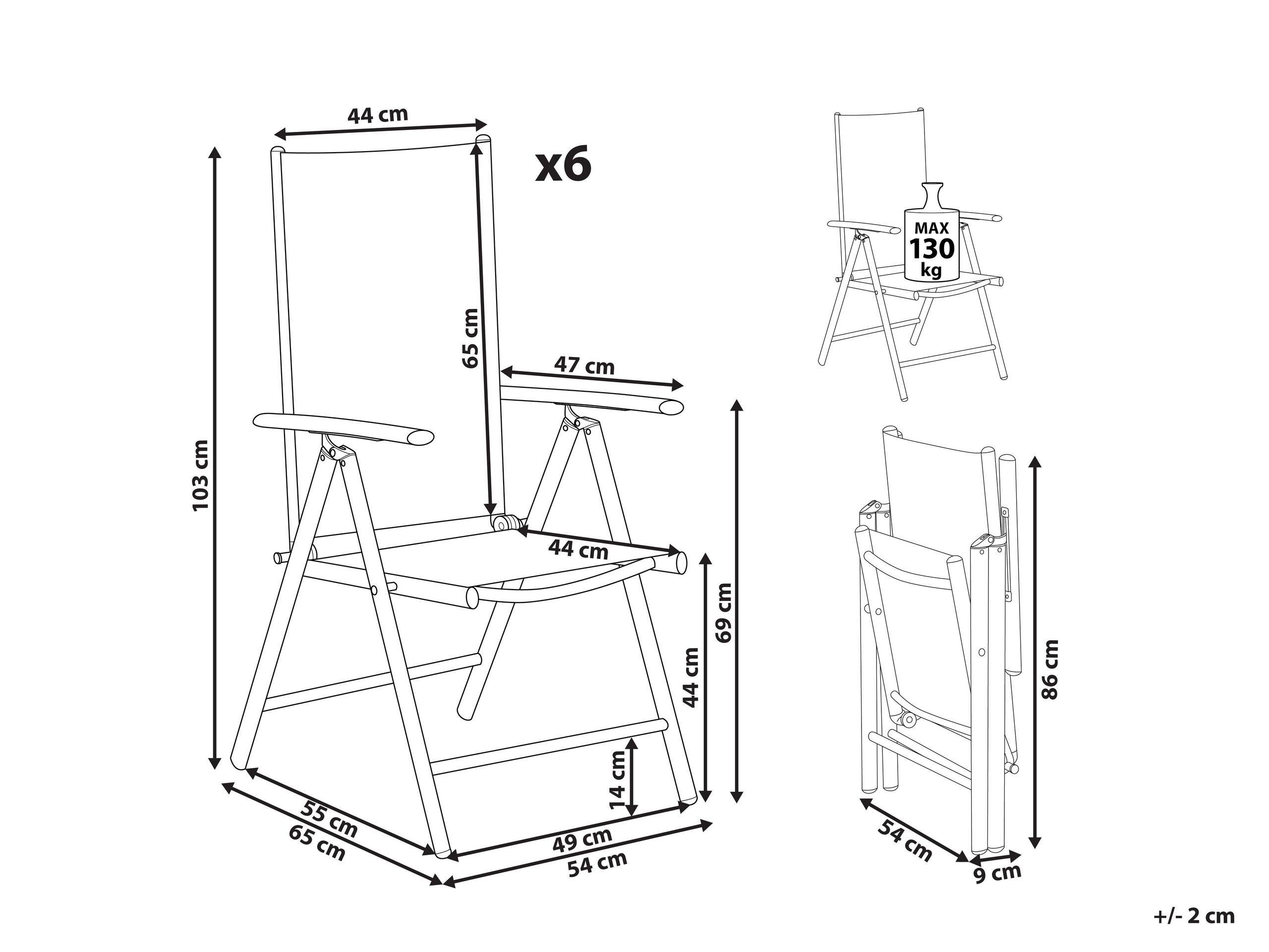 Beliani Lot de 6 chaises en Aluminium Industriel CATANIA  