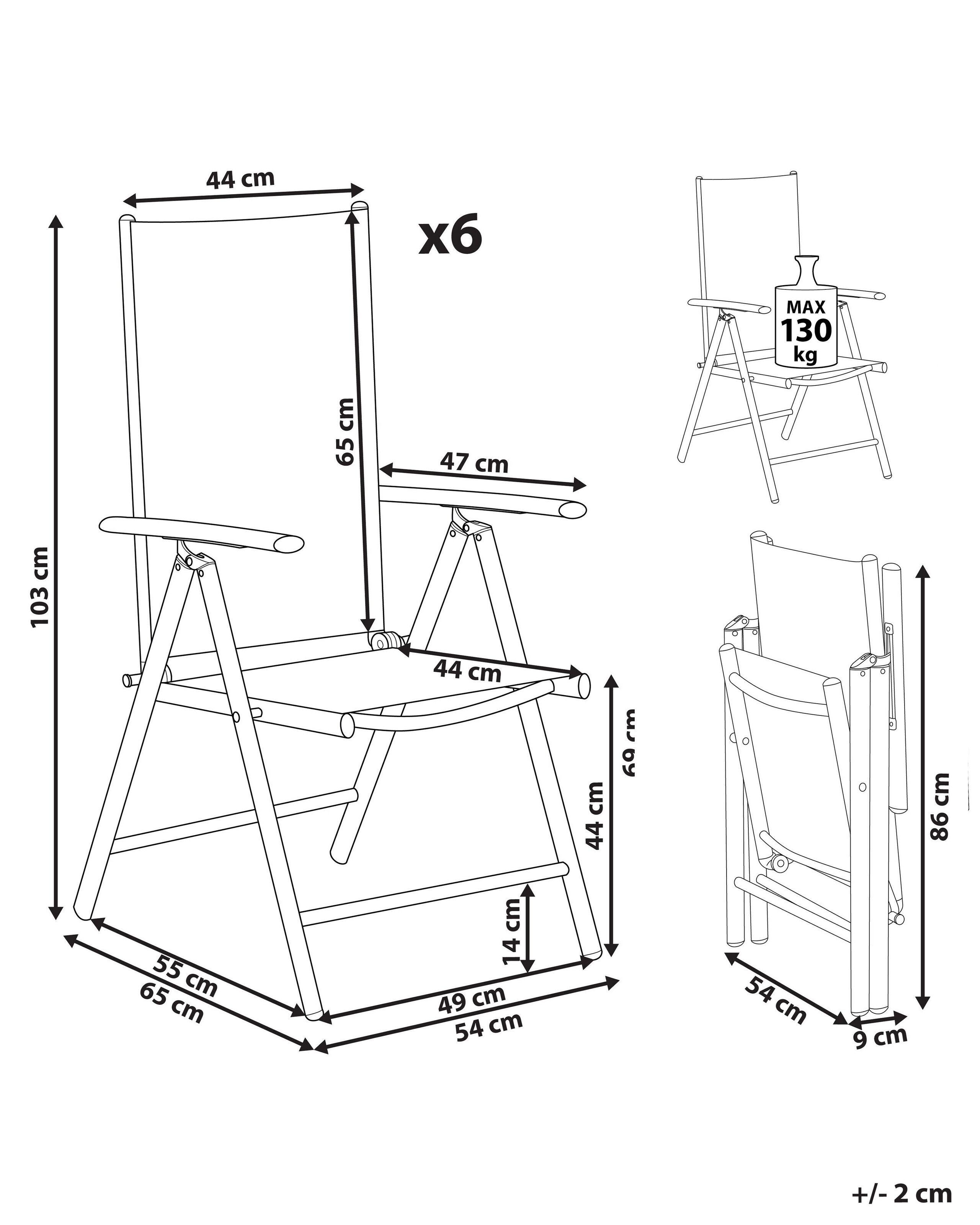 Beliani Lot de 6 chaises de jardin en Aluminium Moderne CATANIA  