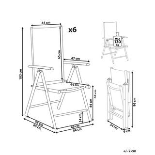 Beliani Lot de 6 chaises de jardin en Aluminium Moderne CATANIA  