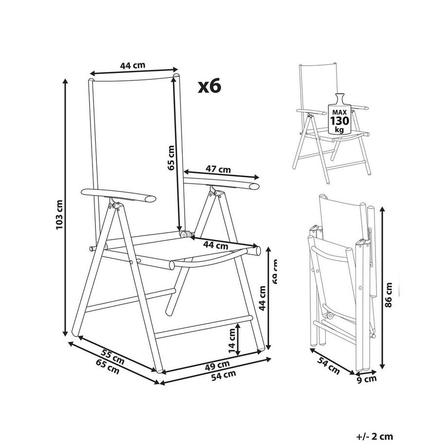 Beliani Gartenstuhl 6er Set aus Aluminium  CATANIA  
