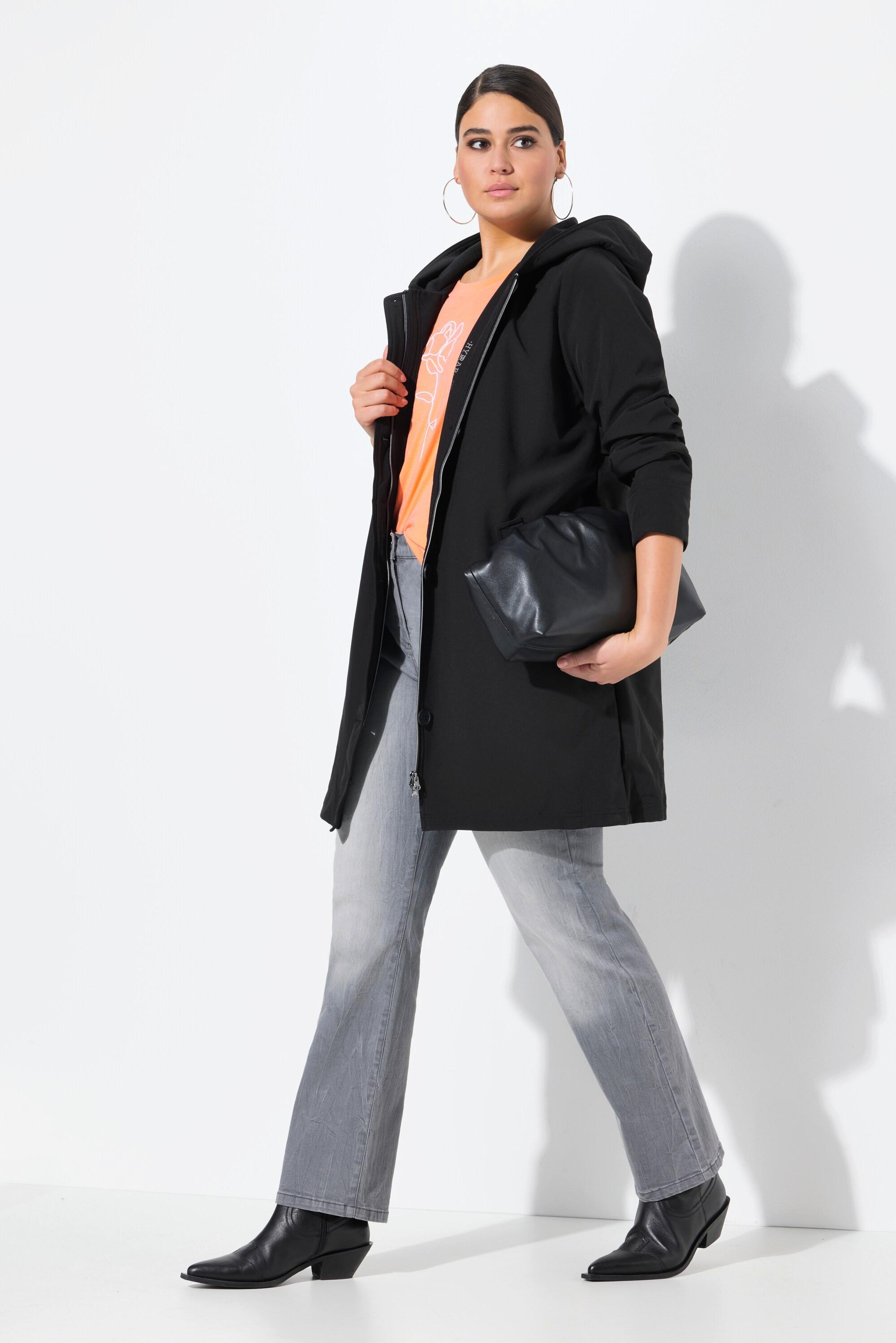Ulla Popken Cappotto Softshell idrorepellente con cappuccio  