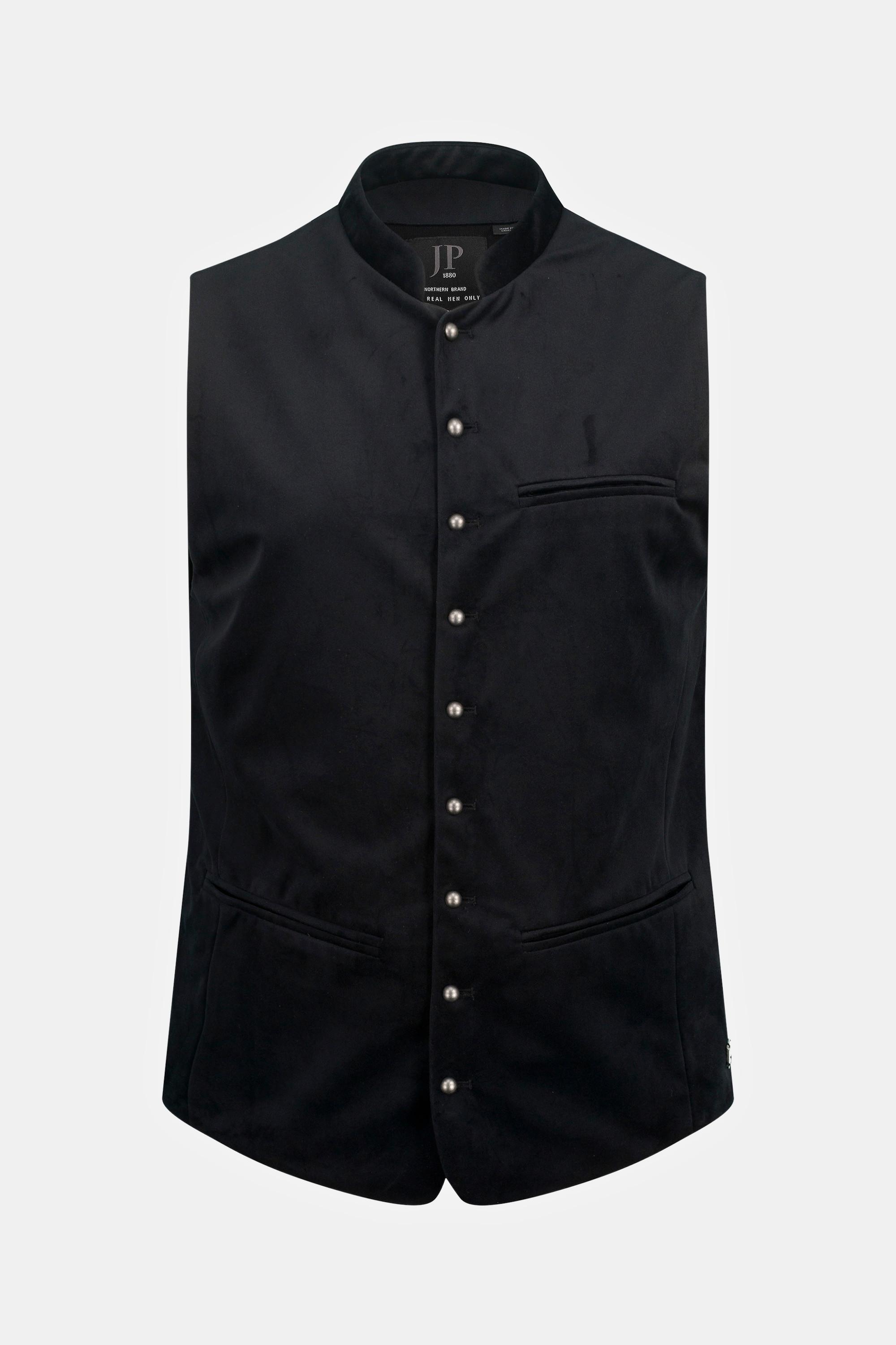 JP1880  Gilet in tradizionale stile Tracht con velluto, collo alto e retro in maglia, fino alla tg. 70 