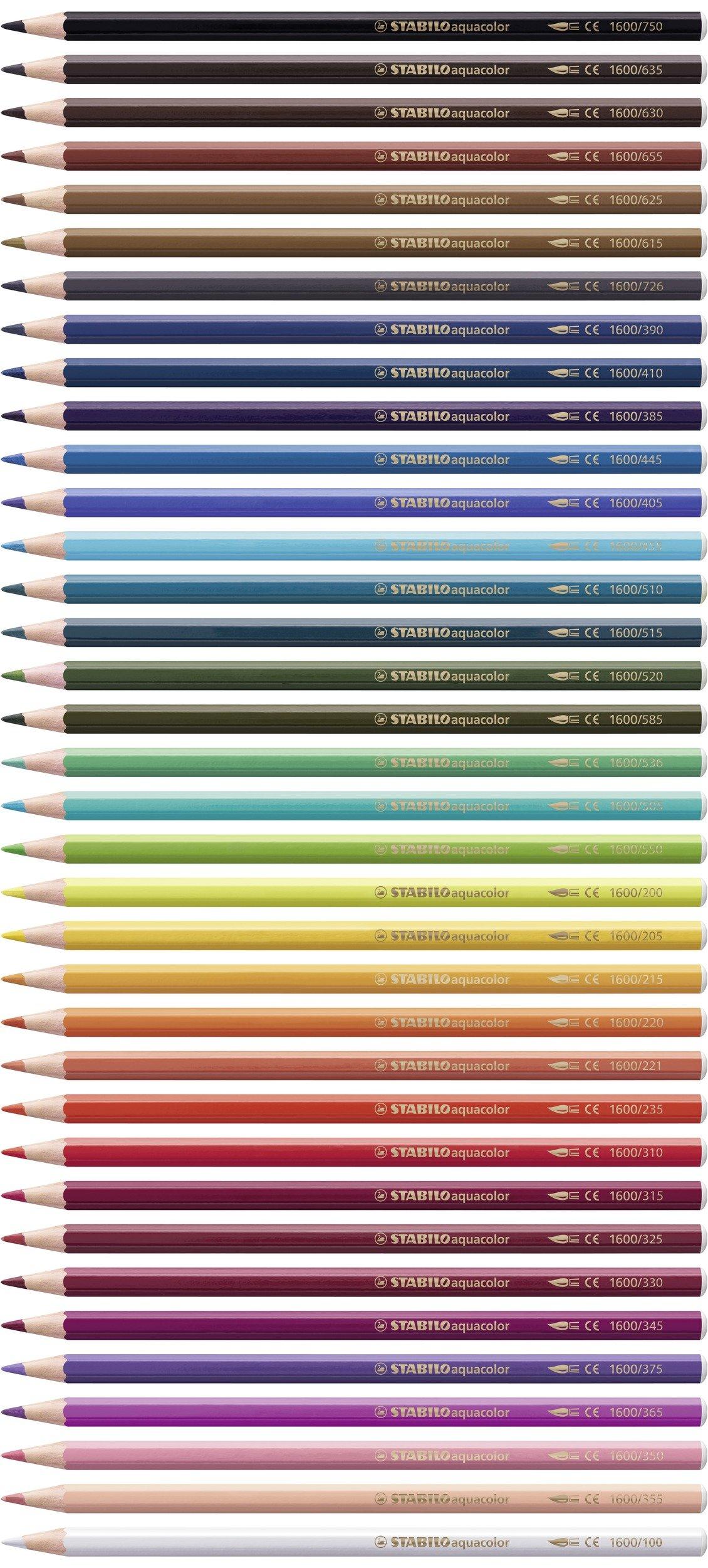 STABILO STABILO aquacolor - crayon de couleur aquarelle premium - étui métallique de 36 couleurs  