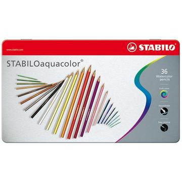 STABILO aquacolor - crayon de couleur aquarelle premium - étui métallique de 36 couleurs