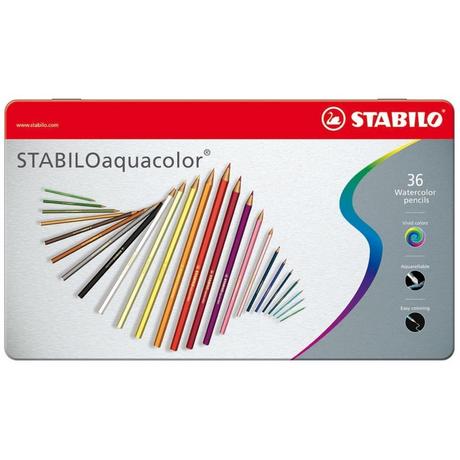 STABILO STABILO aquacolor - crayon de couleur aquarelle premium - étui métallique de 36 couleurs  