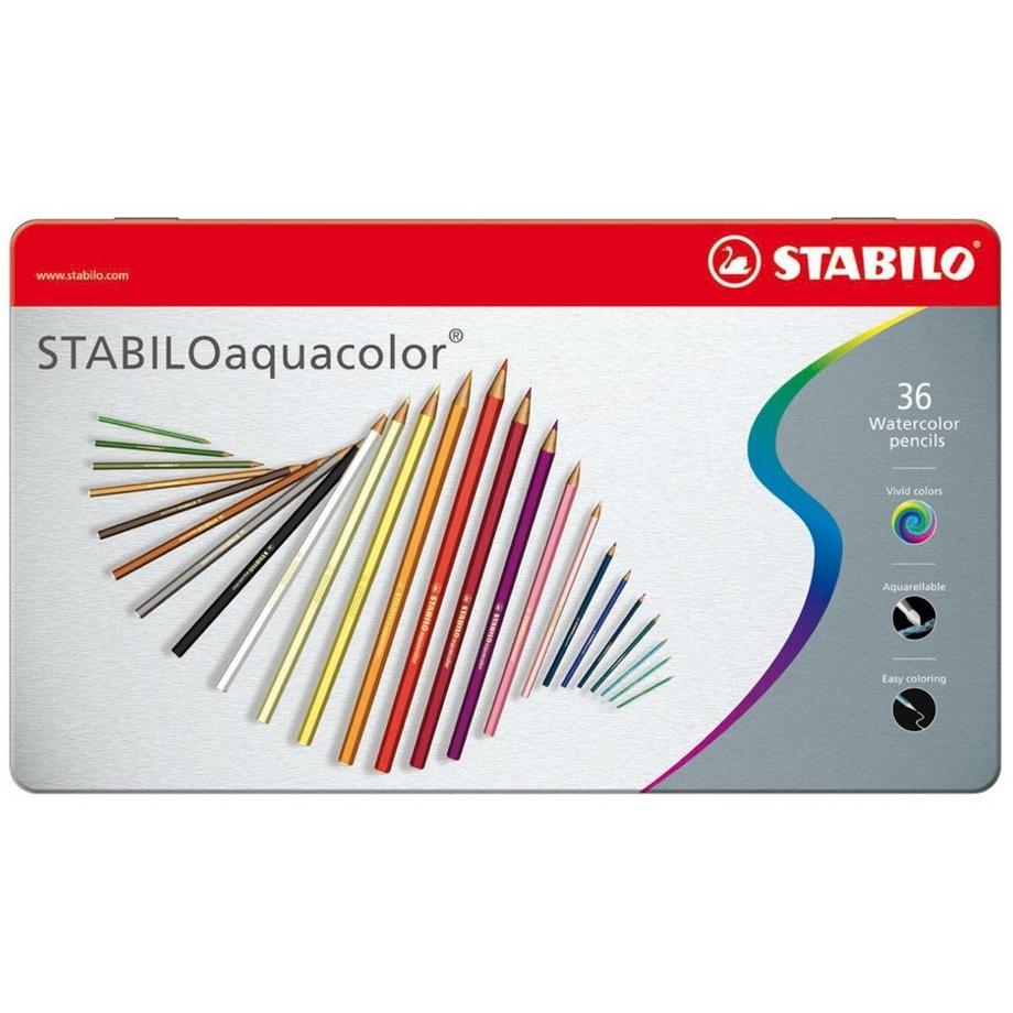 STABILO aquacolor Premium Aquarellfartift Metall-Etui mit 36 Farben  