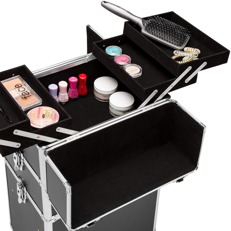 Tectake  Vanity de maquillage  3-en-1 avec revêtement intérieur en velours 