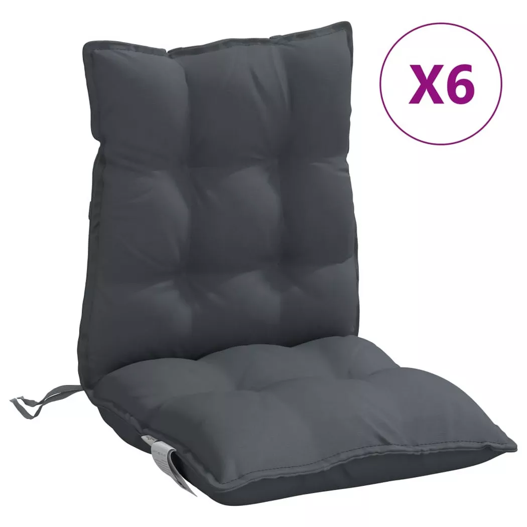 Coussins de chaise à dossier bas lot de 6 anthracite Vidaxl