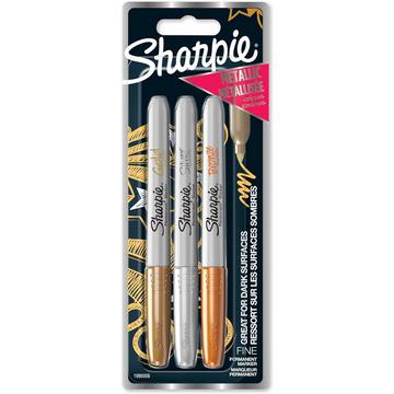 Sharpie 1986006 evidenziatore 3 pz Punta sottile Bronzo, Oro, Argento