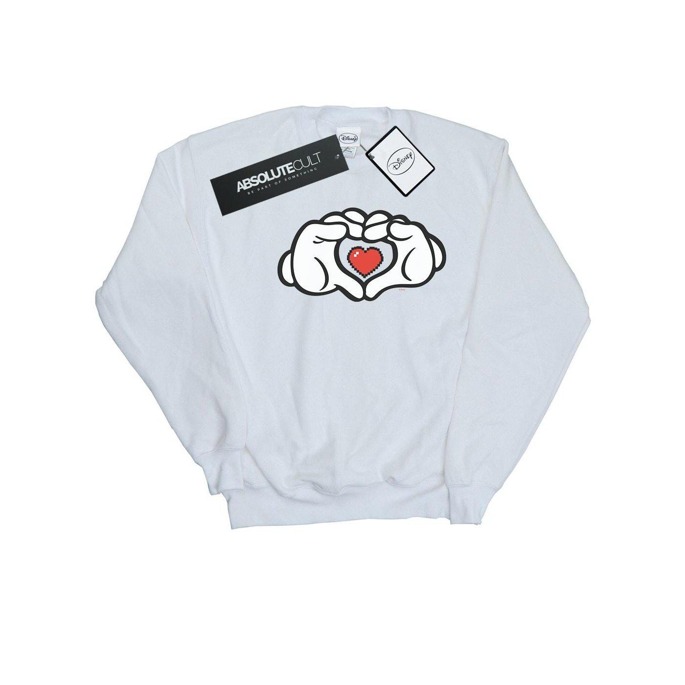 Image of Mickey Mouse Heart Hands Sweatshirt Herren Weiss 3XL