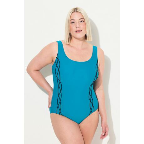 Ulla Popken  Maillot de bain doublé, bande sous la poitrine, passepoils 