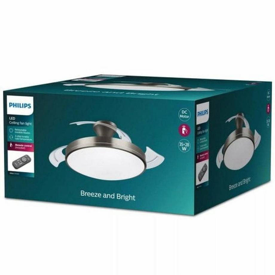 Philips Lighting Atlas LED Deckenleuchte Ventilator 28W+35W Nickel  