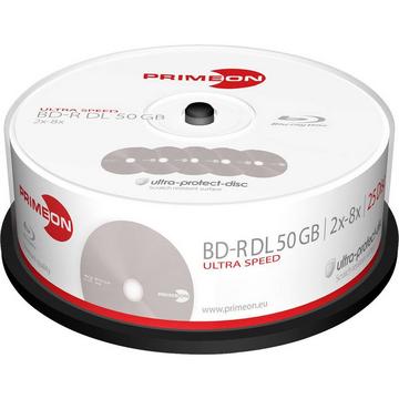 Primeon BD-R DL 50 Go/2-8x Cakebox (25 disques)