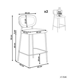 Beliani Lot de 2 chaises de bar en Polyester Rétro MAYETTA  