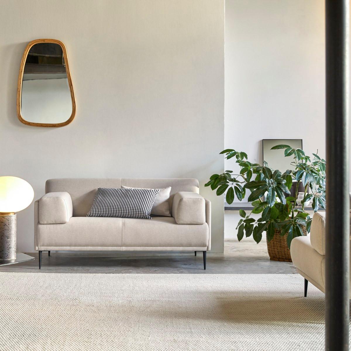 Tikamoon Canapé en tissu écru 2-3 places Finn  