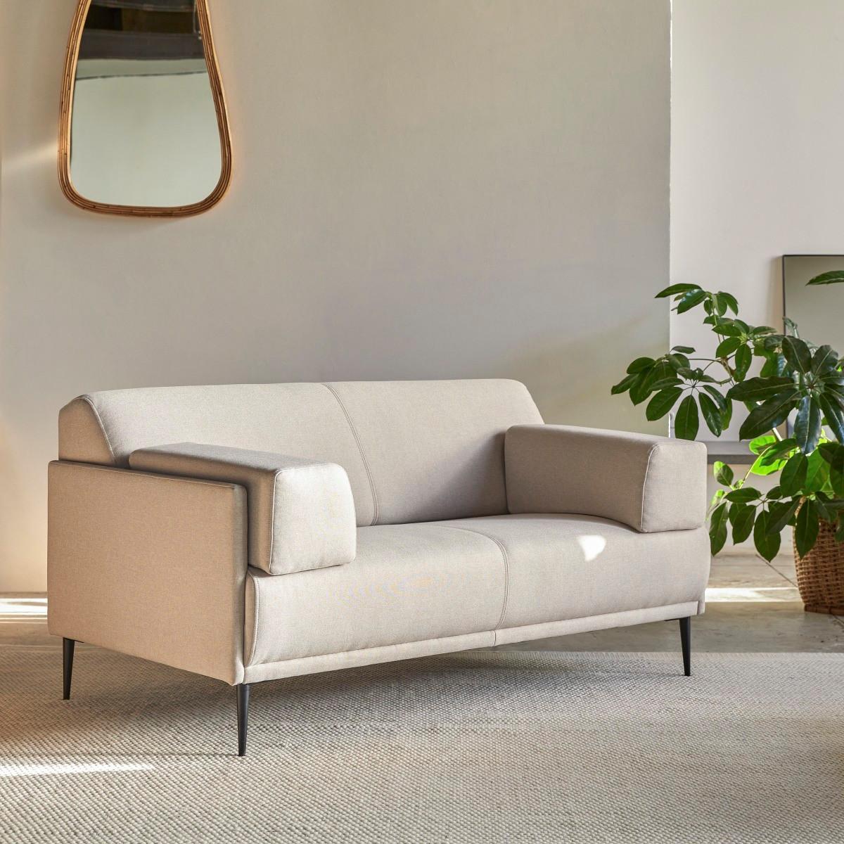 Tikamoon Canapé en tissu écru 2-3 places Finn  