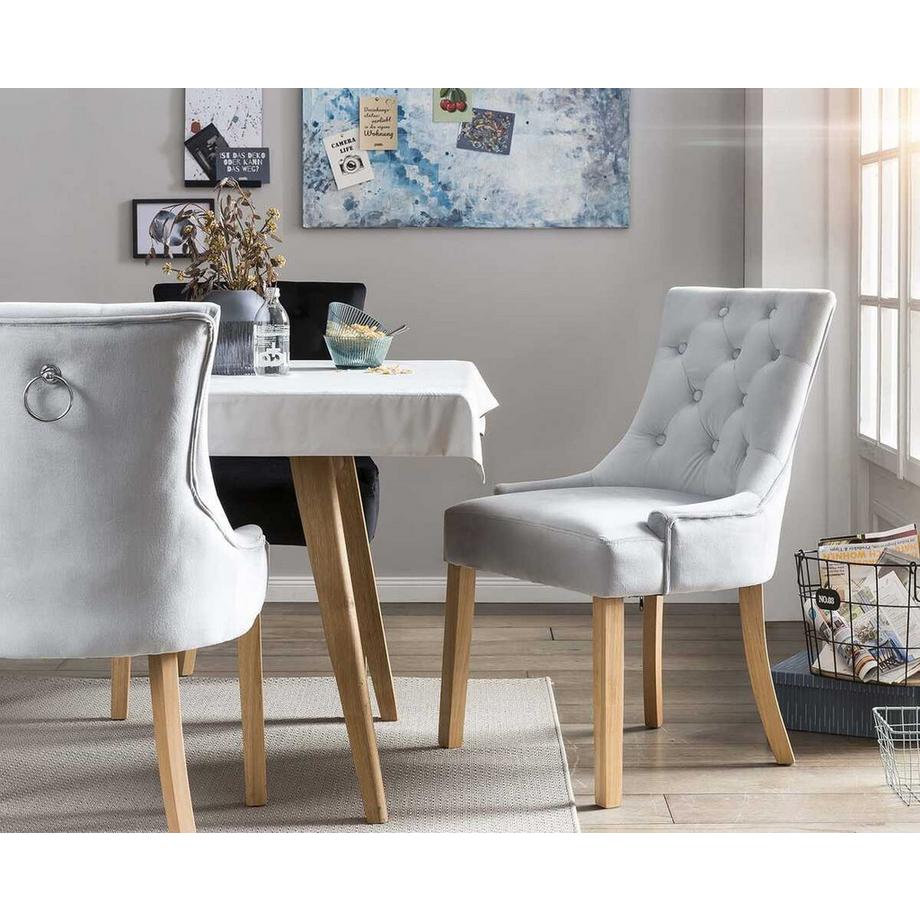 mutoni Chaise de salle à manger Bluvant gris clair (lot de 2)  