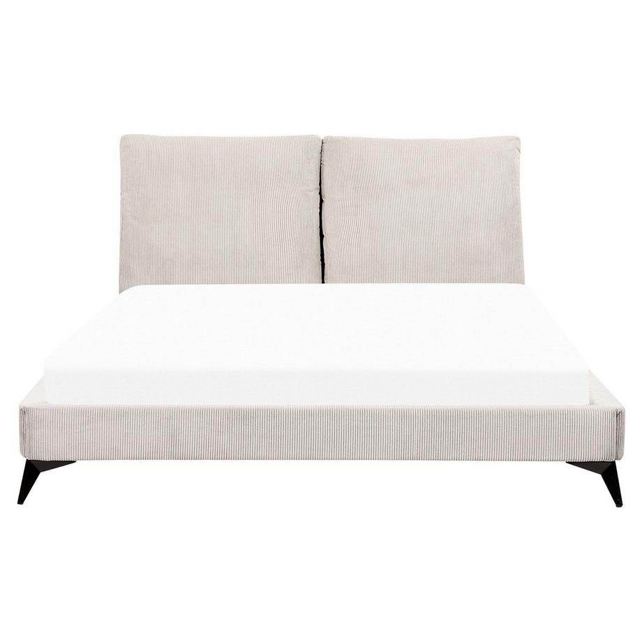 Beliani Lit avec sommier en Velours côtelé Scandinave MELLE  