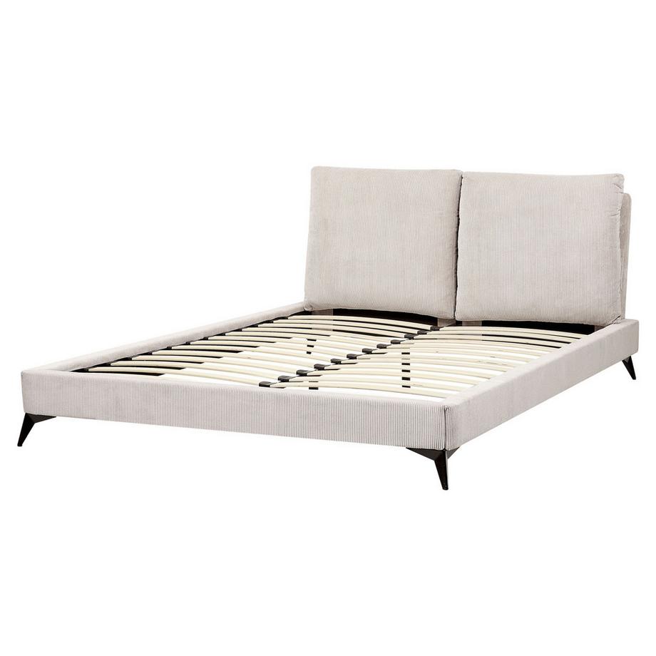 Beliani Lit avec sommier en Velours côtelé Scandinave MELLE  