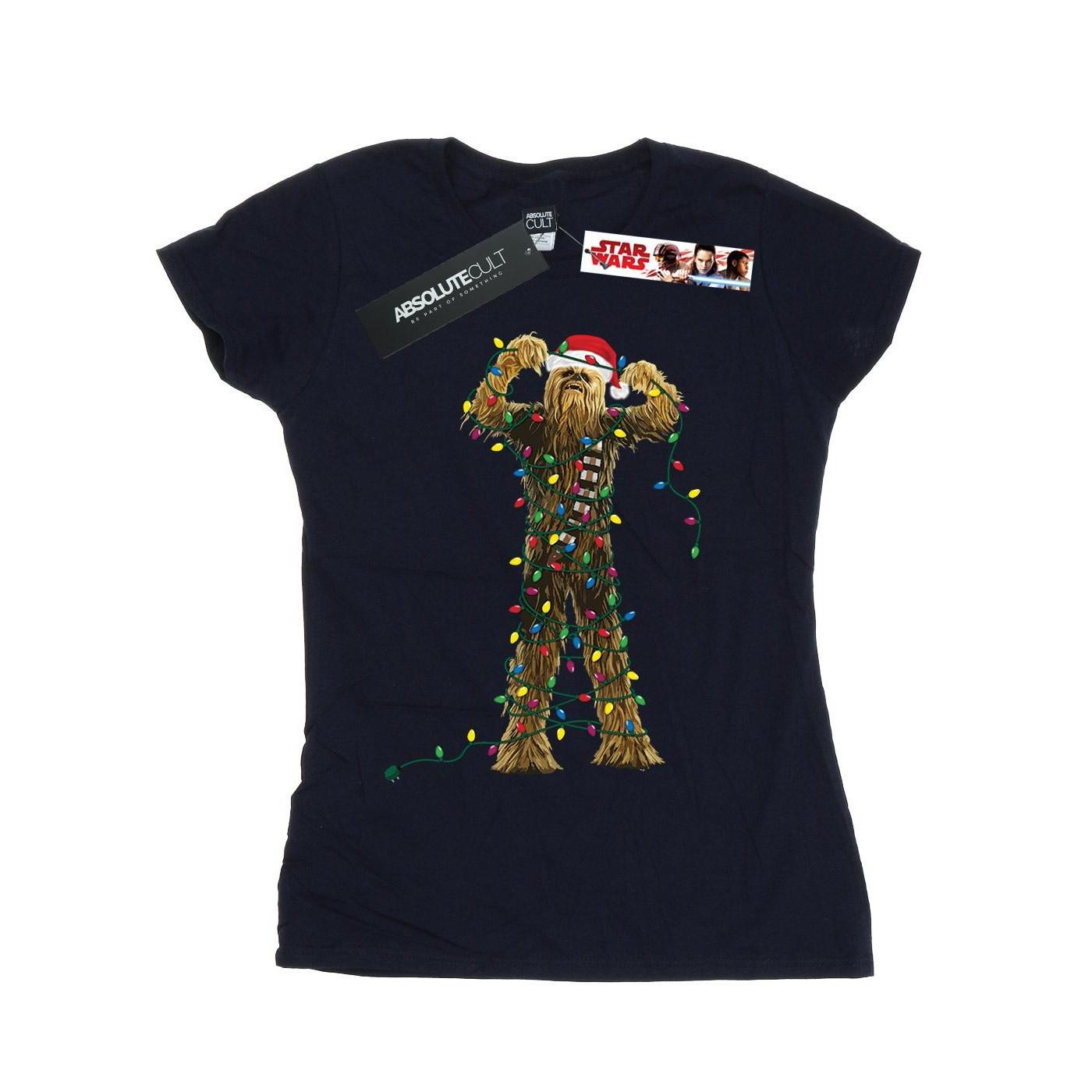 Image of Chewbacca Christmas Lights Tshirt Damen Marine XXL