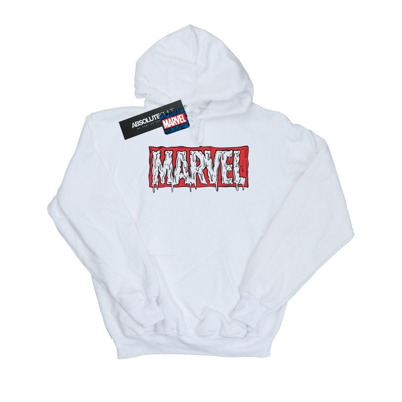 Image of Drip Logo Kapuzenpullover Unisex Weiss 152-158