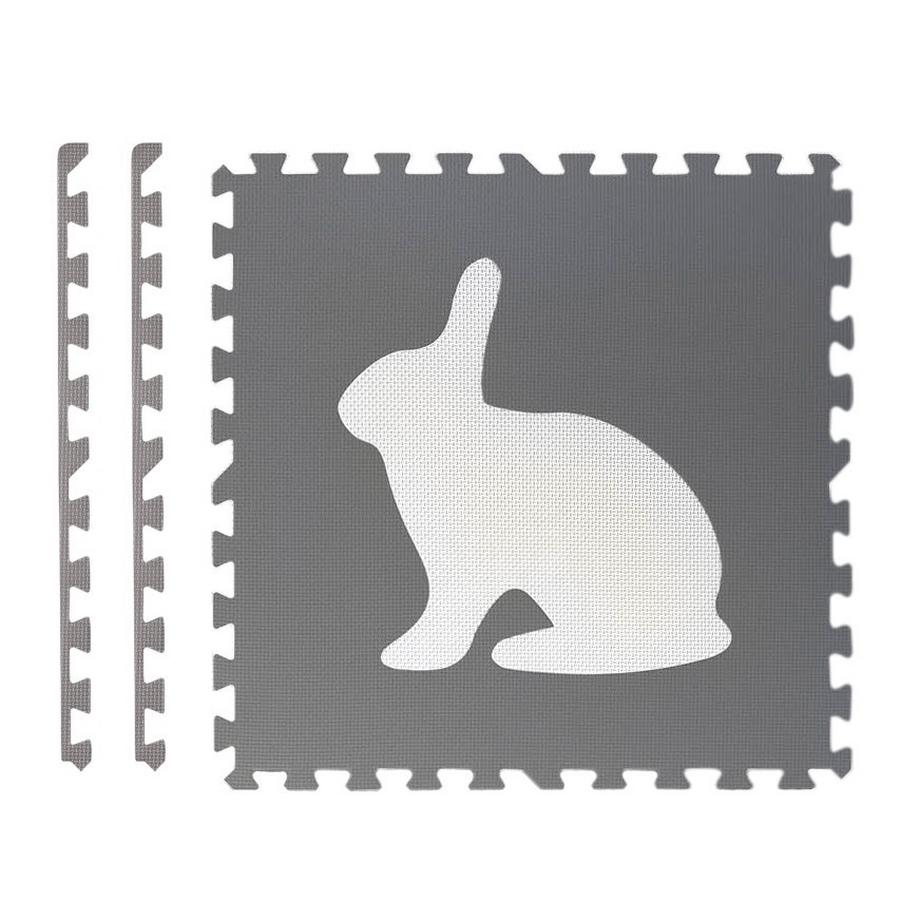 B2X  Große Moosgummimatte, Puzzle, Tiermotiv in Weiß und Grau, 6-teilig 