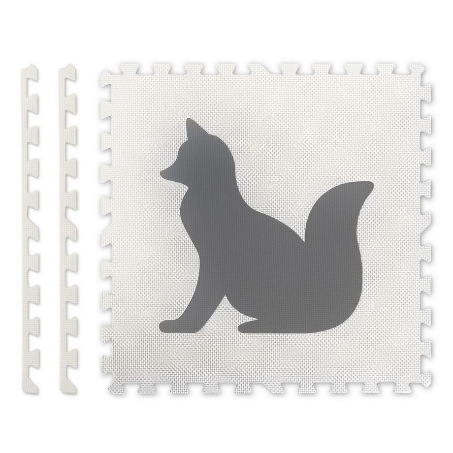 B2X  Große Moosgummimatte, Puzzle, Tiermotiv in Weiß und Grau, 6-teilig 