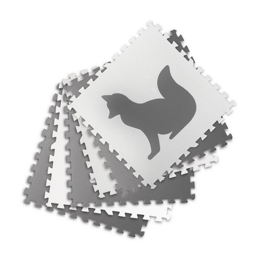 B2X  Große Moosgummimatte, Puzzle, Tiermotiv in Weiß und Grau, 6-teilig 