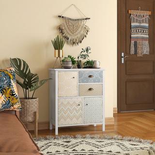 HOMCOM Credenza, Mobile Laterale In Stile Shabby Chic, Legno, Colorato, 68X34X80Cm  