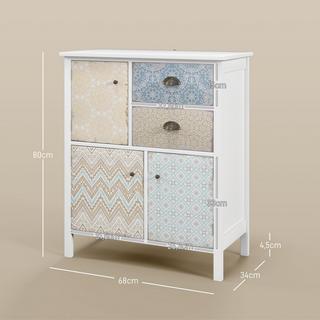 HOMCOM Credenza, Mobile Laterale In Stile Shabby Chic, Legno, Colorato, 68X34X80Cm  