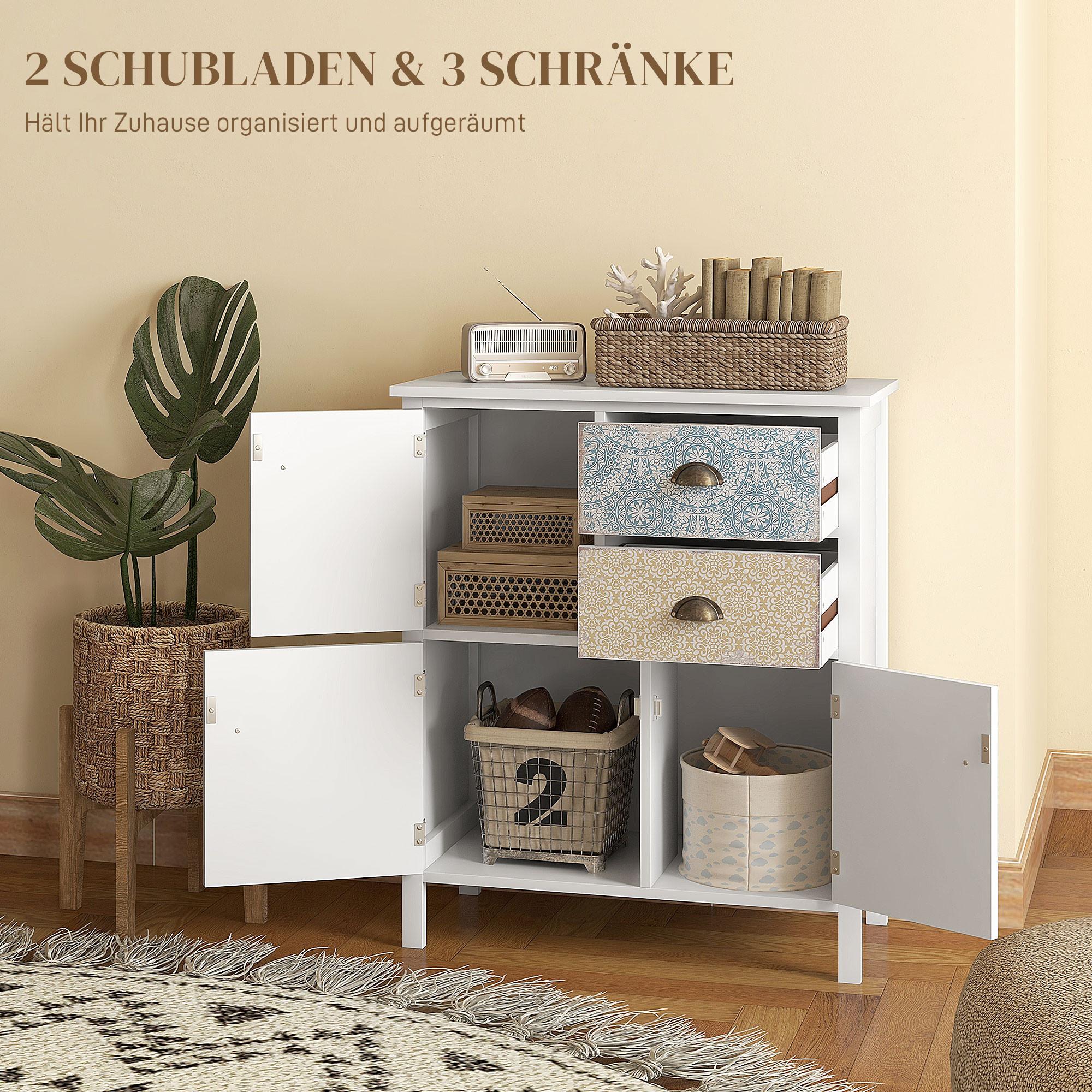 Northio Buffet, Armoire D'Appoint En Shabby Chic, Bois, Coloré, 68X34X80Cm  