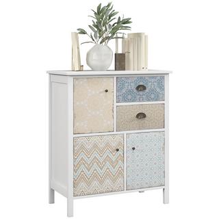 HOMCOM Credenza, Mobile Laterale In Stile Shabby Chic, Legno, Colorato, 68X34X80Cm  