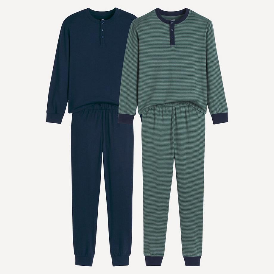 La Redoute Collections  2er-Pack Jersey-Schlafanzüge mit Henleyausschnitt 