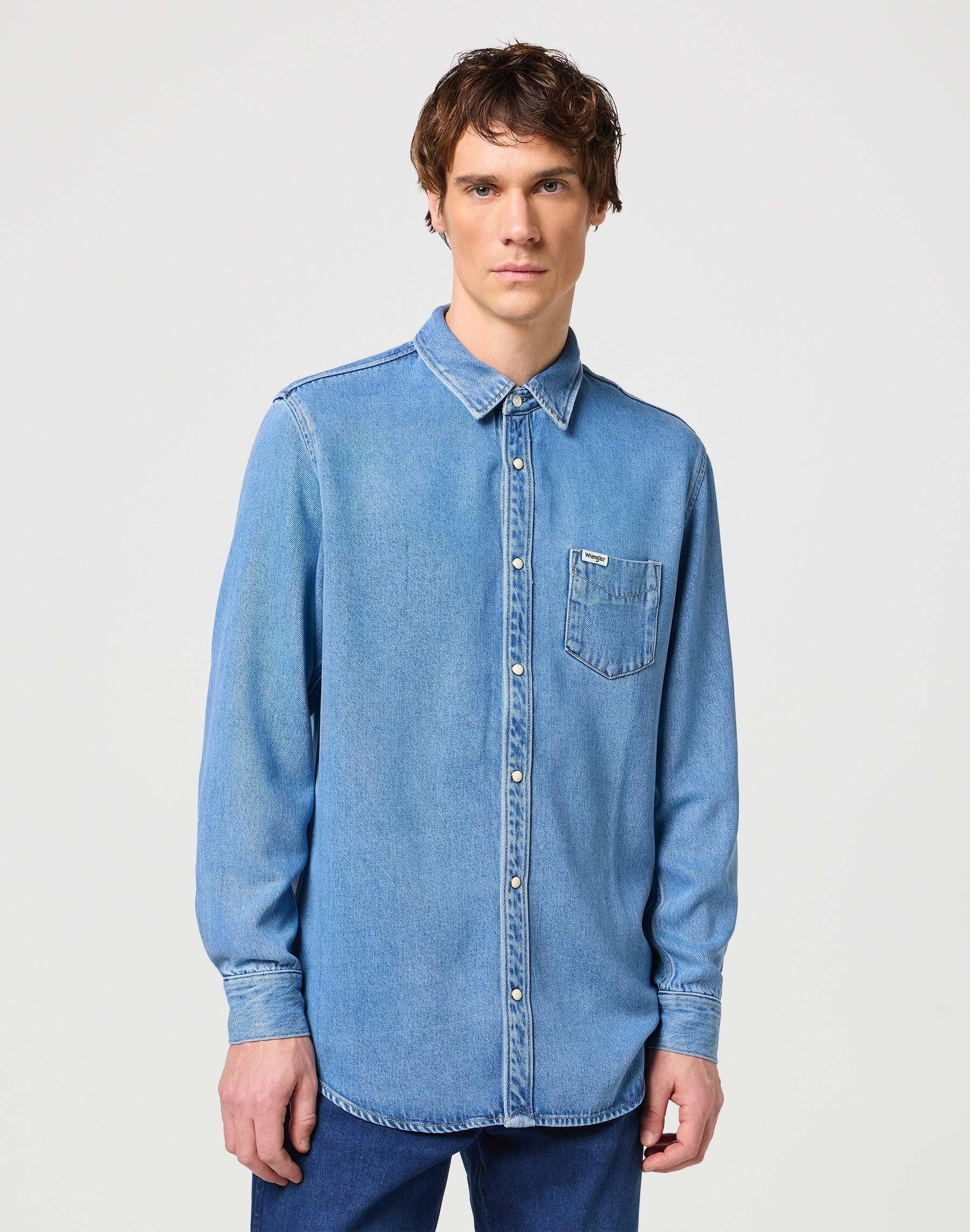 Image of Hemden Longsleeves One Pocket Shirt Herren Blau M