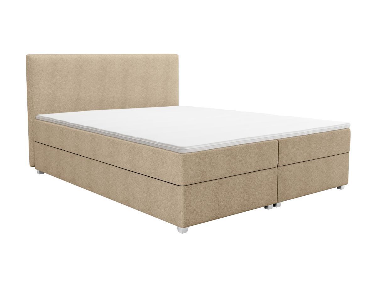 Ysmée Boxspringbett komplett mit Bett-Kopfteil + Lattenrost + Matratze + Topper - 140 x 200 cm - Stoff - Beige - ONAN von YSMÉE  