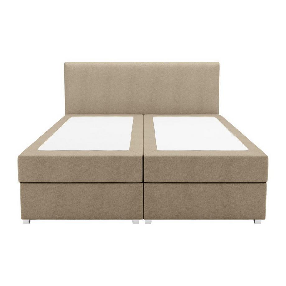 Ysmée Boxspringbett komplett mit Bett-Kopfteil + Lattenrost + Matratze + Topper - 140 x 200 cm - Stoff - Beige - ONAN von YSMÉE  