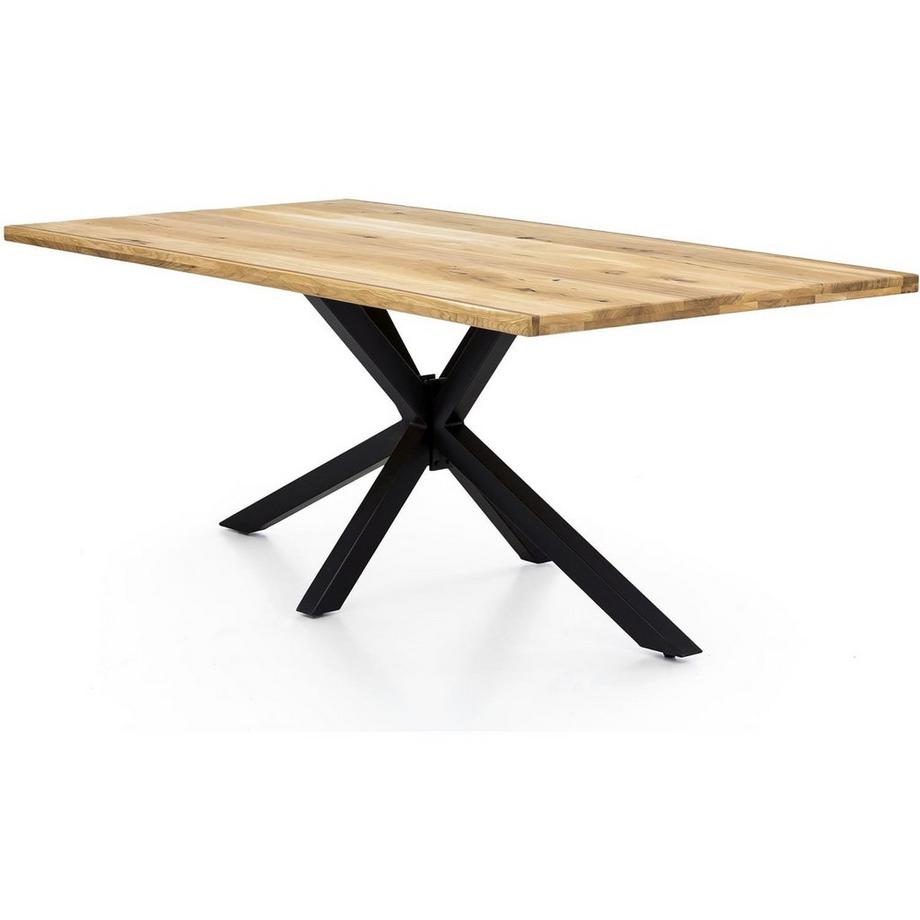 mutoni Table 220x100 cm - chêne sauvage naturel - métal noir antique  