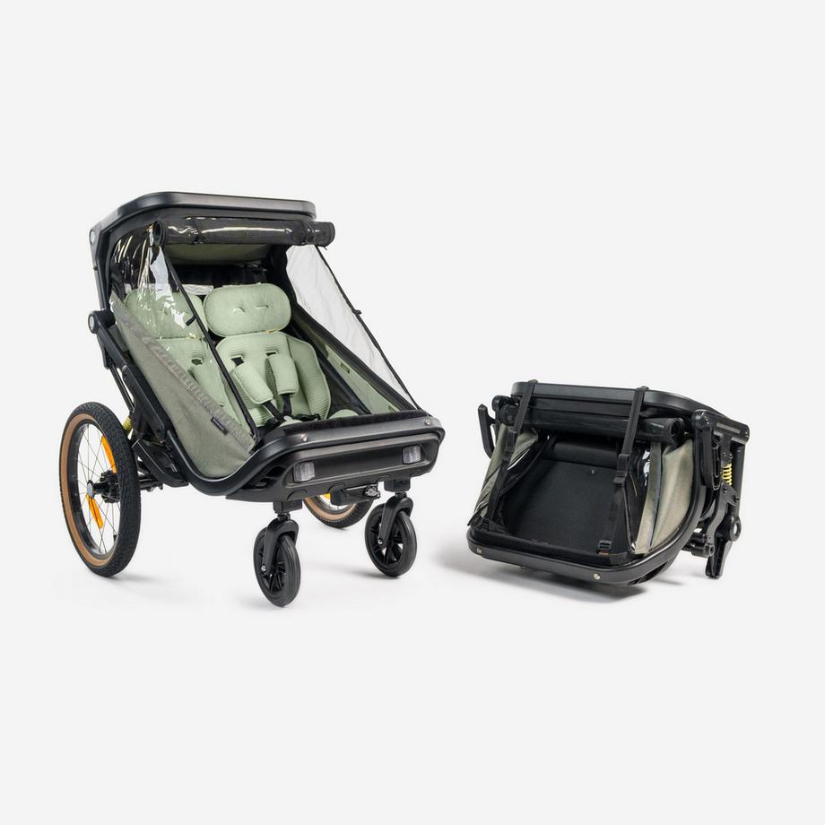 ROCKRIDER  Kinderveloanhänger kompakt faltbar 2 Plätze, Kinderwagen, Expl 900 