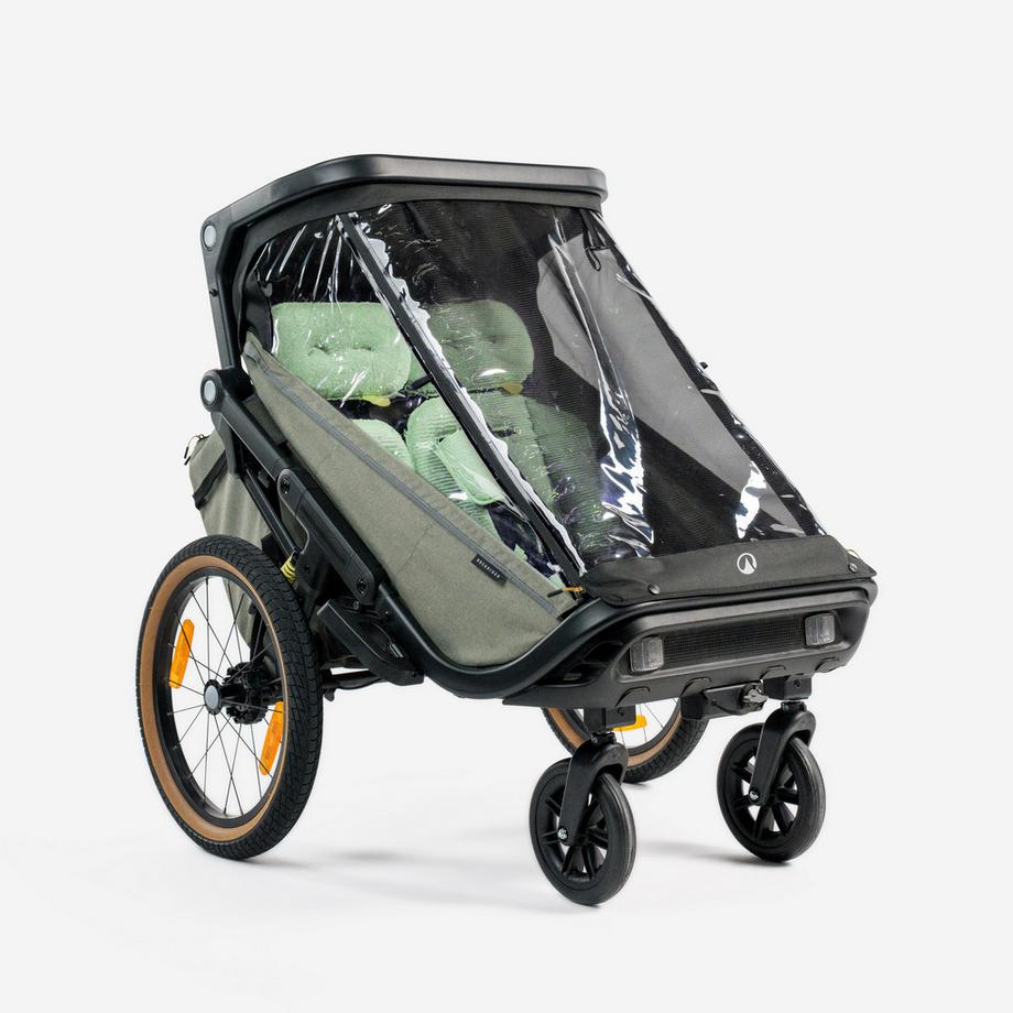 ROCKRIDER  Kinderveloanhänger kompakt faltbar 2 Plätze, Kinderwagen, Expl 900 