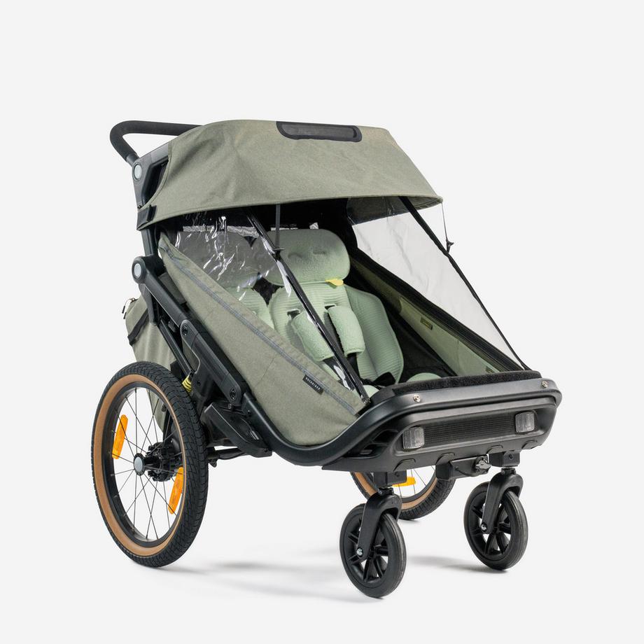 ROCKRIDER  Kinderveloanhänger kompakt faltbar 2 Plätze, Kinderwagen, Expl 900 