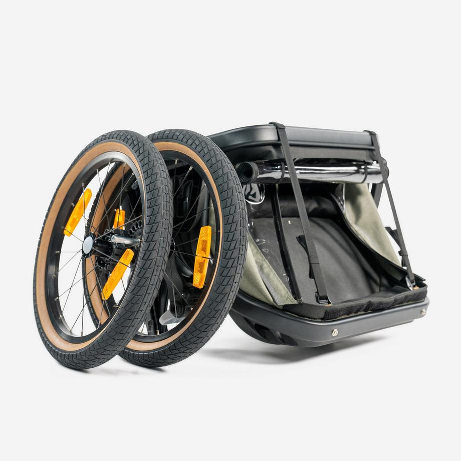 ROCKRIDER  Kinderveloanhänger kompakt faltbar 2 Plätze, Kinderwagen, Expl 900 
