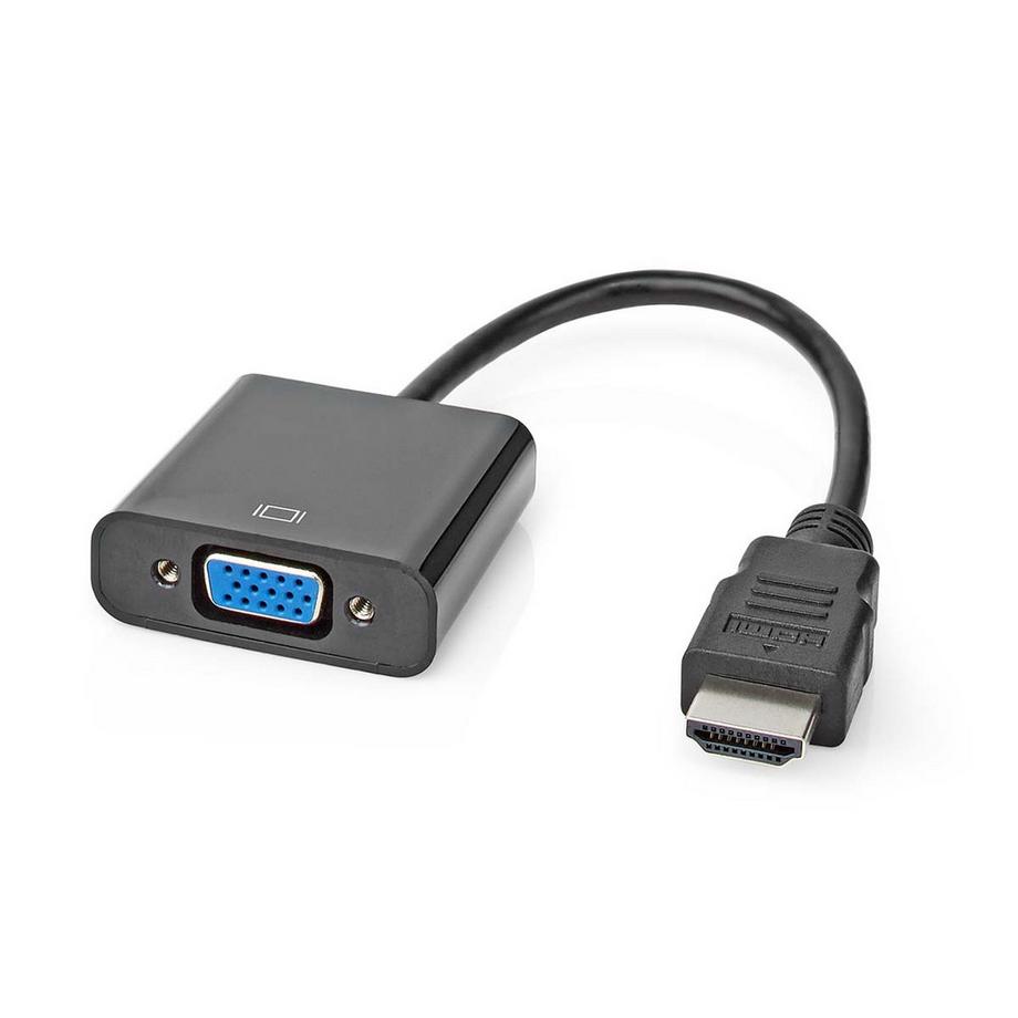 Nedis  Adaptateur VGA | HDMI™ Connecteur | VGA femelle 15p / 3,5 mm femelle | nickelé | droit | PVC | noir | étui 
