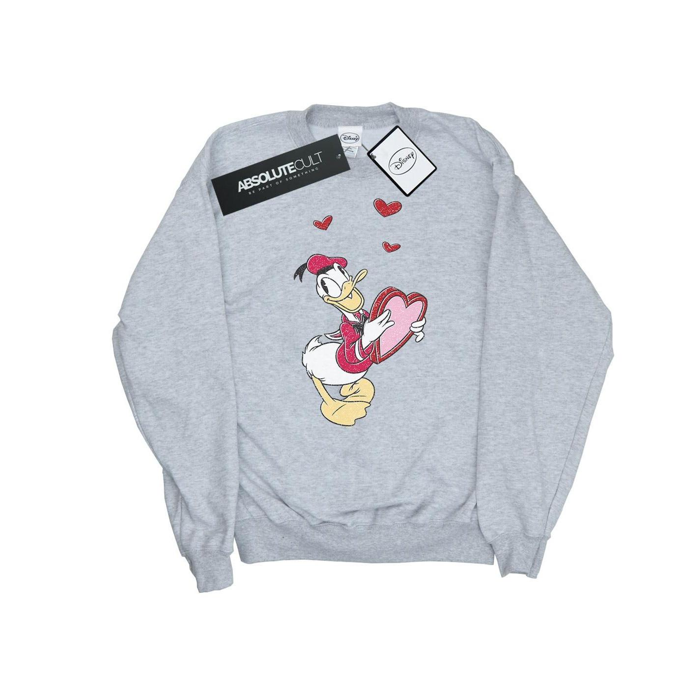 Image of Donald Duck Love Heart Sweatshirt Herren Grau L