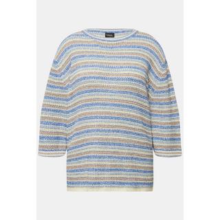 Ulla Popken  Pullover, Ringel, Oversized, Rundhals, 3/4-Arm 