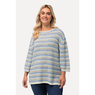 Ulla Popken  Pullover, Ringel, Oversized, Rundhals, 3/4-Arm 