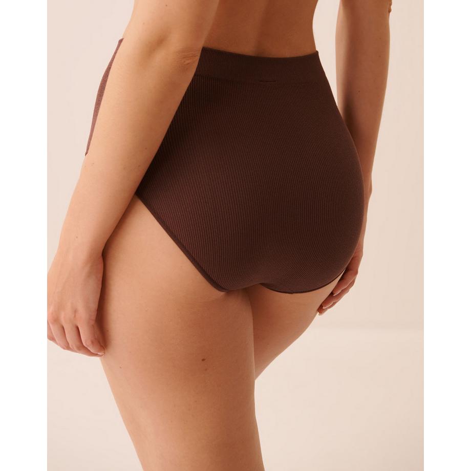 La Vie En Rose Culotte bikini taille haute côtelée sans coutures  