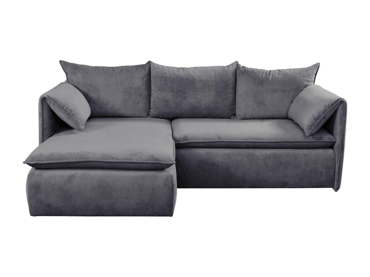 PASCAL MORABITO Divano letto in Velluto a coste Blu Grigio - Angolo a sinistra - TEODORA  